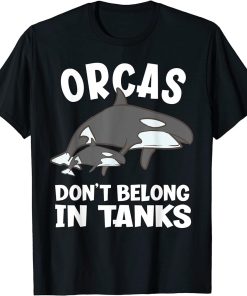 Mens Orcas Don"t Belong In Tanks Funny Orca T-Shirt