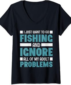 Womens Fishing Rods Lovers | Funny Fishing Sayings | Funny Fishing V-Neck T-Shirt