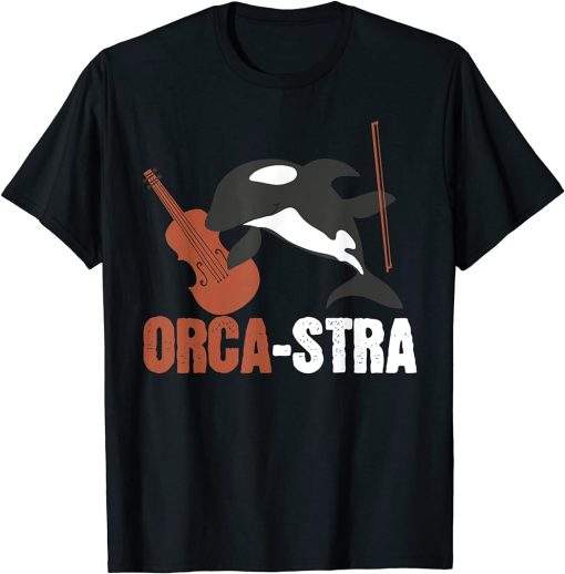 Whales Joke Pun Orchestra Orca-Stra Cello Orcas Orca Whale T-Shirt