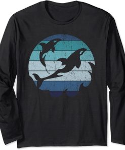 Orca Ocean Animal Lover Diver Gift Retro Killer Whale Long Sleeve T-Shirt