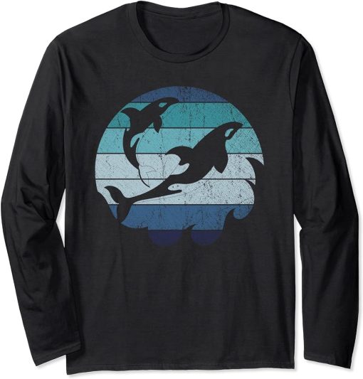 Orca Ocean Animal Lover Diver Gift Retro Killer Whale Long Sleeve T-Shirt