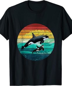 Orca Family Vintage Retro Art, Killer Whale Family T-Shirt