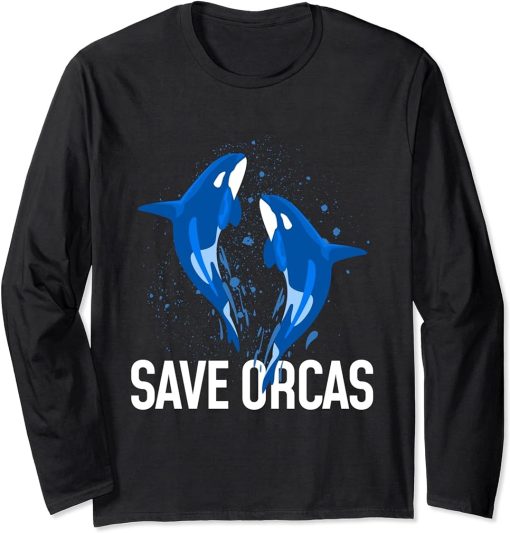 Save orcas orca whale killer whale art design Long Sleeve T-Shirt