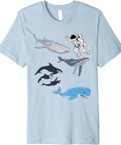 Galaxy Space Whale Shark Beluga Humpback Ocean Orca Whale Premium T-Shirt