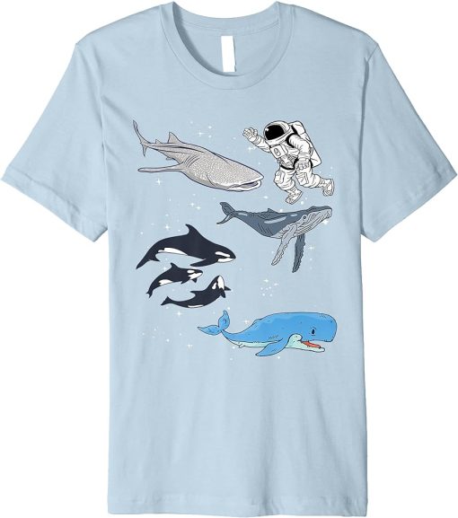 Galaxy Space Whale Shark Beluga Humpback Ocean Orca Whale Premium T-Shirt